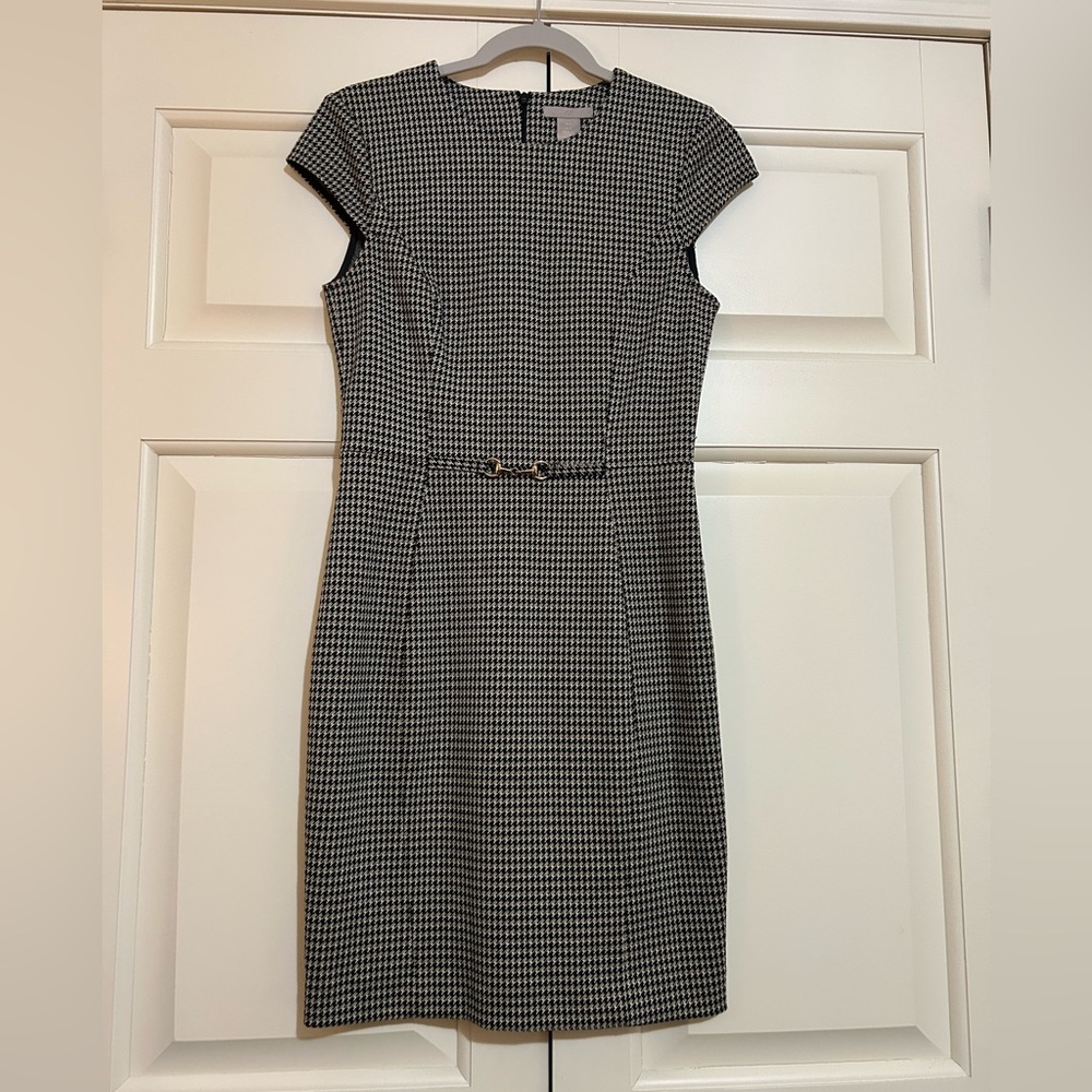 H&M Black and White Sheath Midi Dress